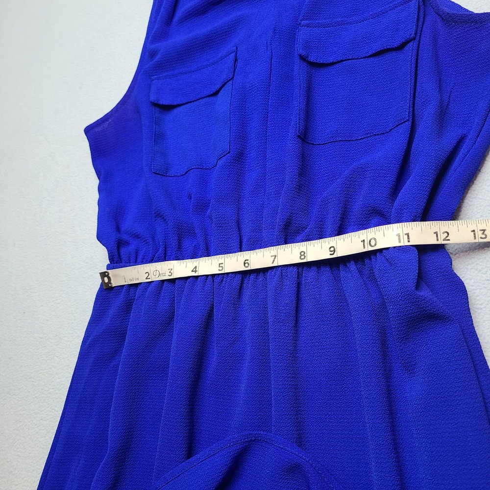 Monteau Fit and Flare Dress Womens Large Blue Excellent Sleeveless Crepe Pockets - Picture 8 of 10